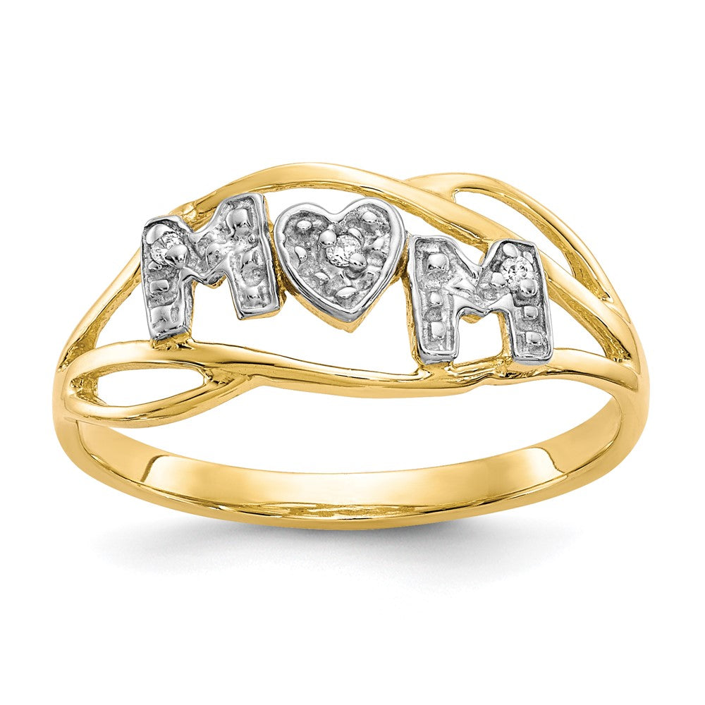10K Yellow with Rhodium with Rhodium Mom CZ Ring