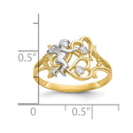 10K Yellow w/Rhodium & Rhodium CZ Angel w/Hearts Ring - Product Photo