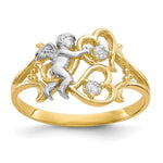 10K Yellow w/Rhodium & Rhodium CZ Angel w/Hearts Ring - Product Photo