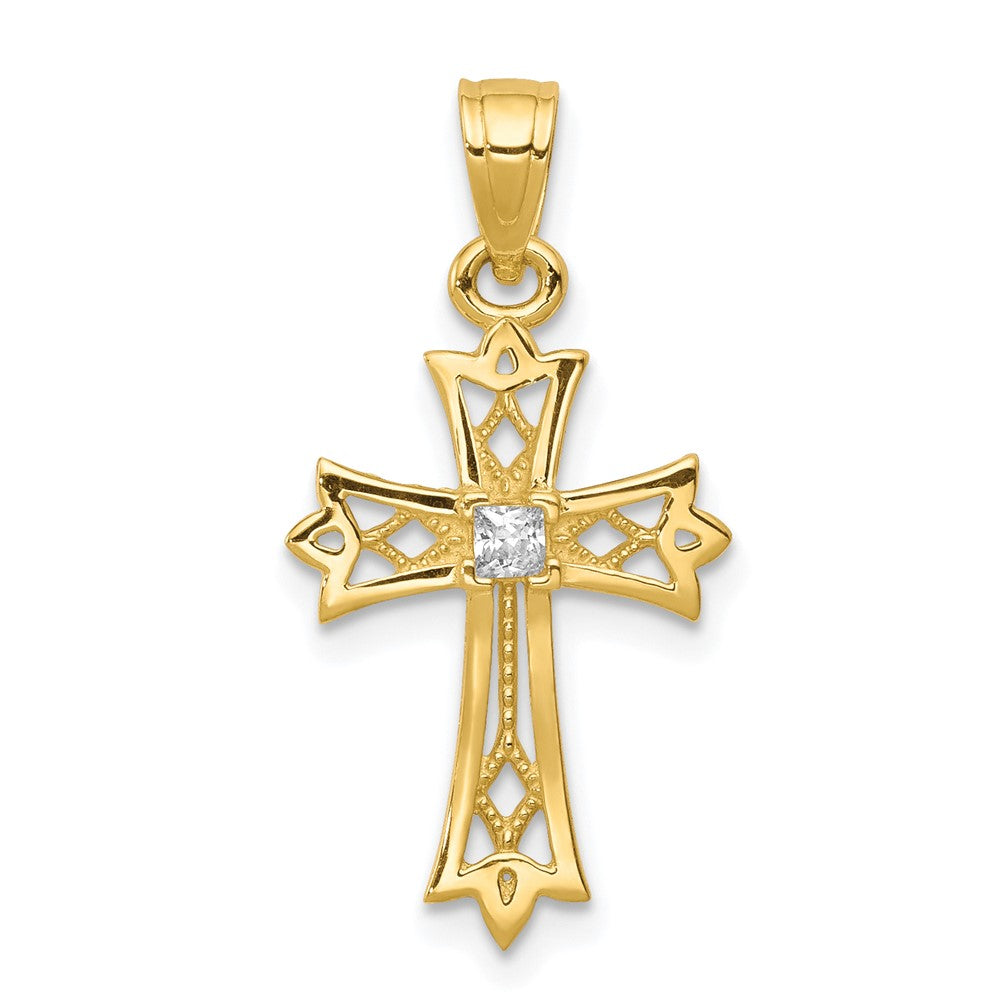 10k CZ Cross Pendant - Product Photo