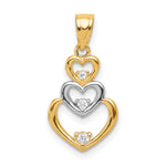 10K w/Rhodium CZ 3-Heart Pendant - Product Photo