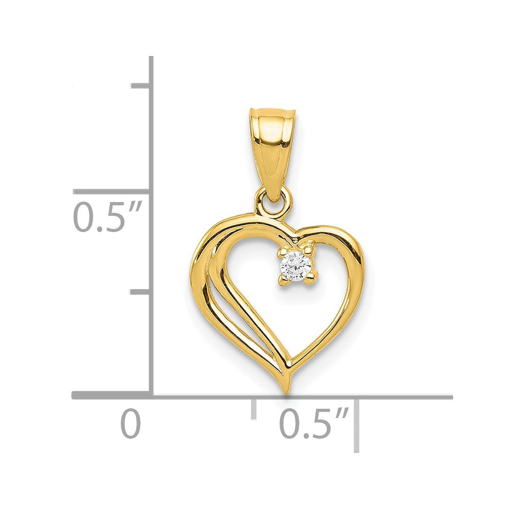 10k CZ Heart Pendant - Product Photo