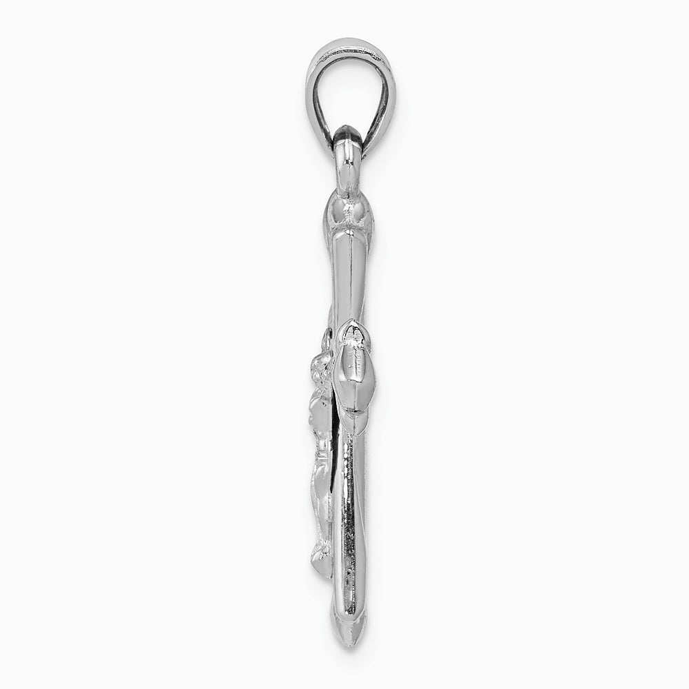 10K White Gold Reversible Crucifix /Cross Pendant - Product Photo