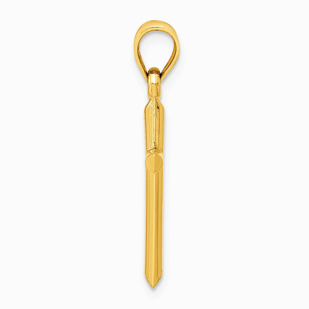 10K / 14K Yellow Gold Polished Solid Cross Pendant - Product Photo