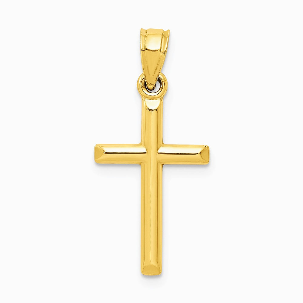 10K / 14K Yellow Gold Polished Solid Cross Pendant - Product Photo