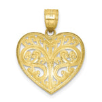 10K Diamond-cut Filigree Heart Charm - Product Photo