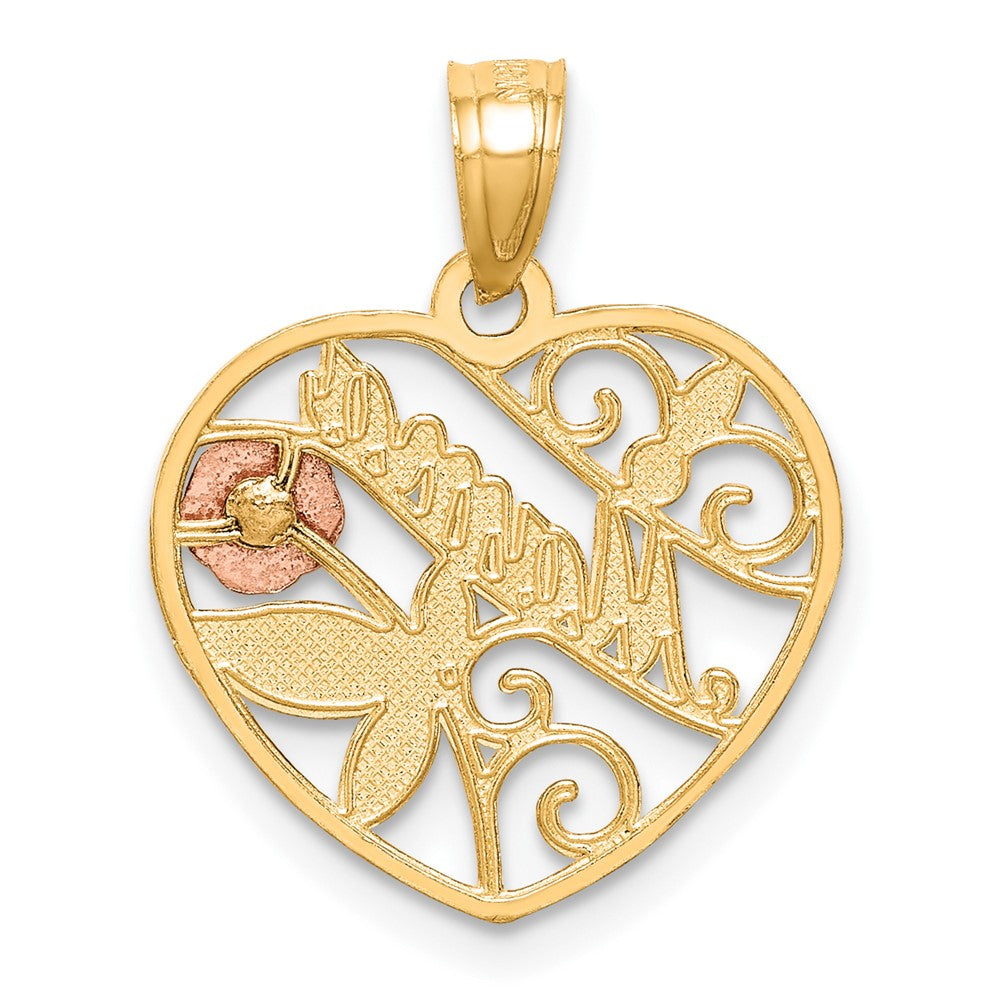 10K Two-Tone W/White Rhodium Diamond-Cut MAMA Pendant - Product Photo