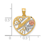 10K Two-Tone W/White Rhodium Diamond-Cut MAMA Pendant - Product Photo