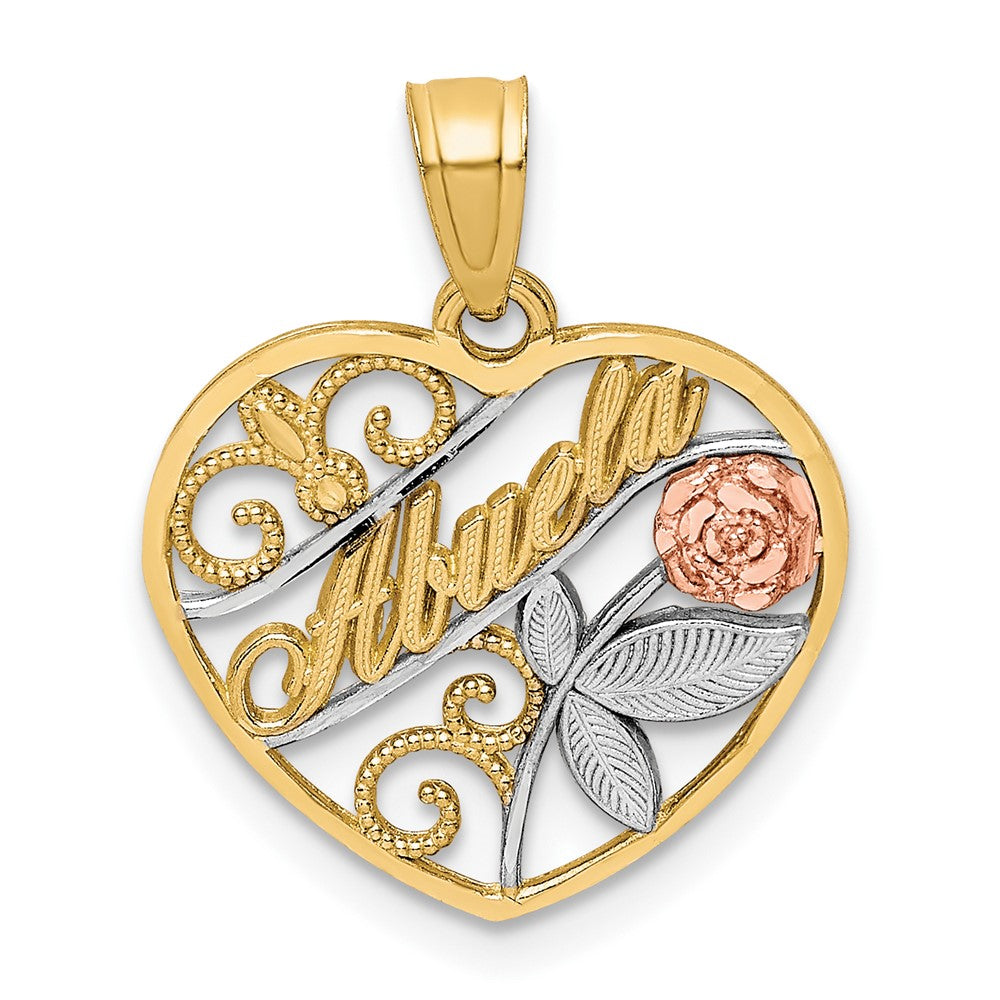 10K Two-Tone with White Rhodium ABUELA Pendant