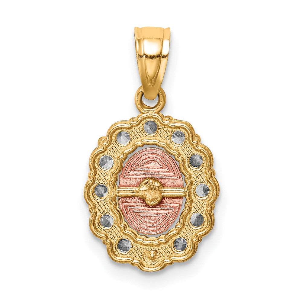 10K Two-Tone w/White Rhodium CZ Guadalupe Pendant - Product Photo