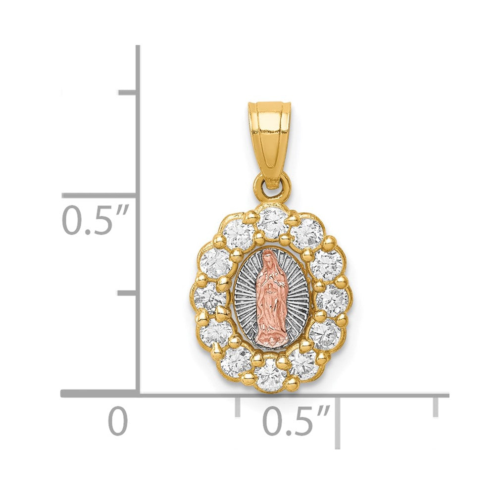 10K Two-Tone w/White Rhodium CZ Guadalupe Pendant - Product Photo