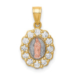 10K Two-Tone w/White Rhodium CZ Guadalupe Pendant - Product Photo