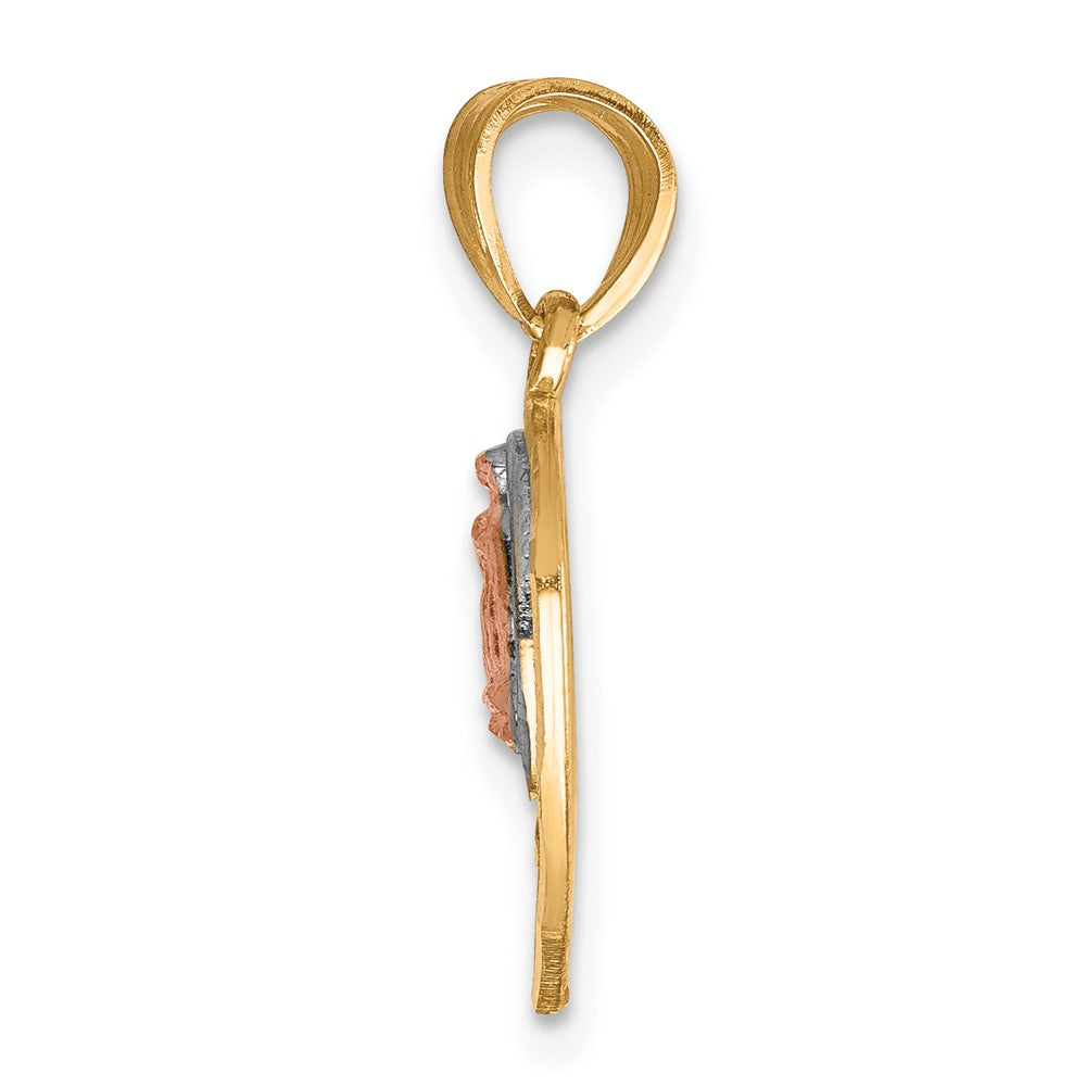 10K Two-Tone with White Rhodium Break Apart Te Amo Pendant - Product Photo