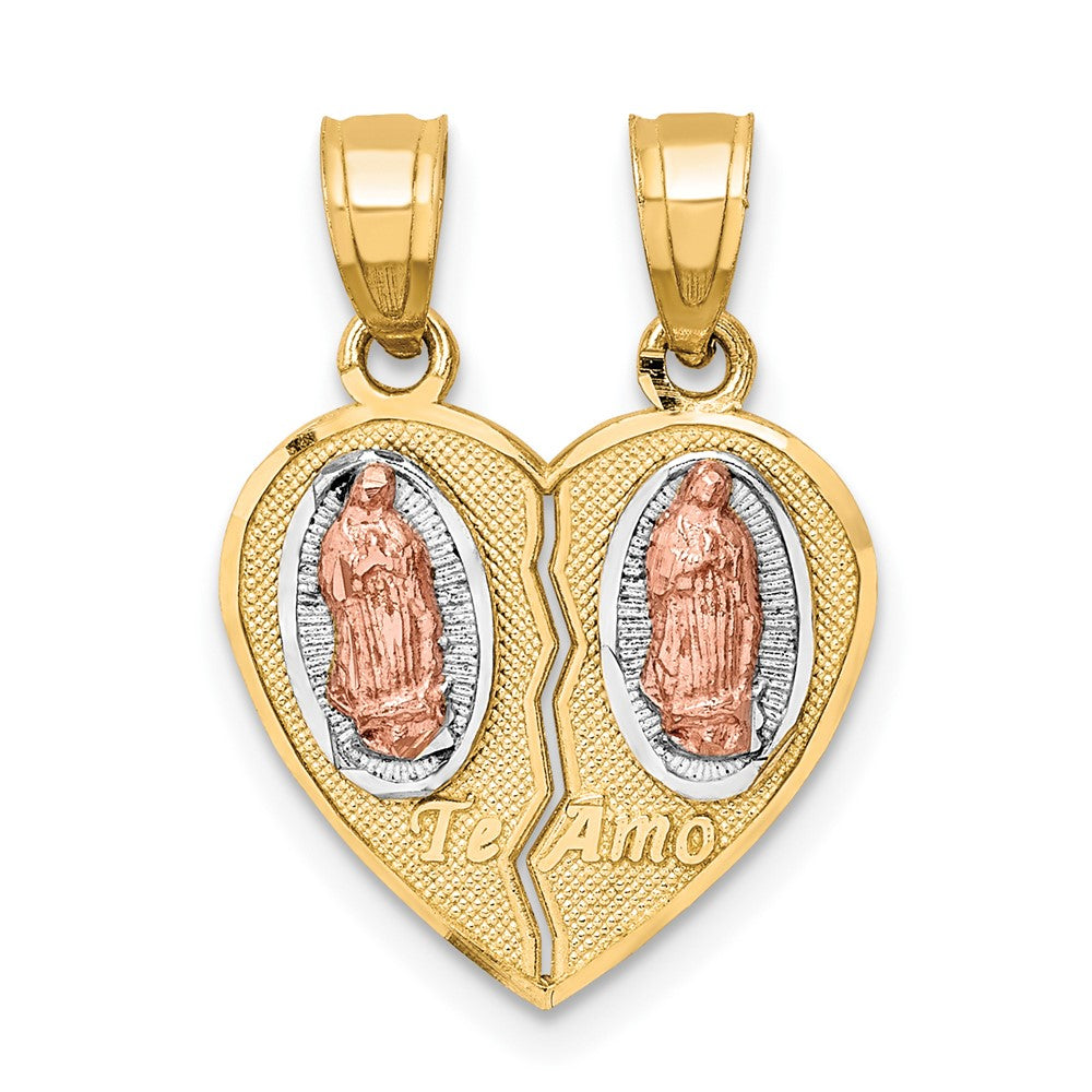 10K Two-Tone with White Rhodium Break Apart Te Amo Pendant - Product Photo