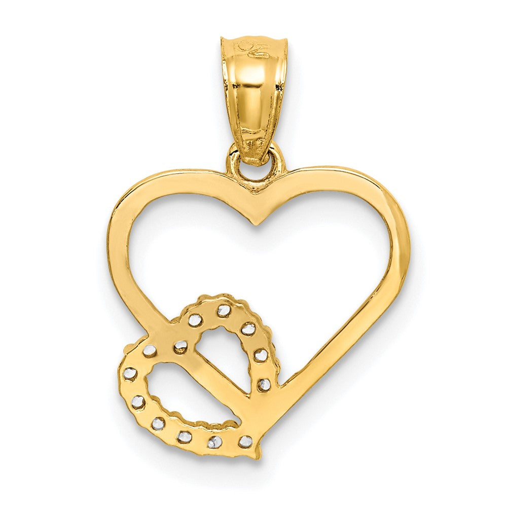 10K CZ Heart in Heart Pendant - Product Photo