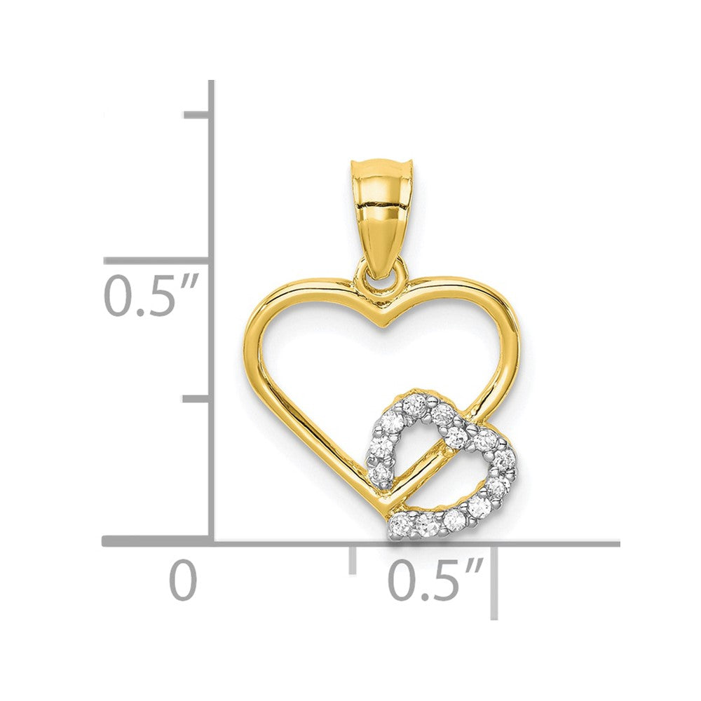 10K CZ Heart in Heart Pendant - Product Photo