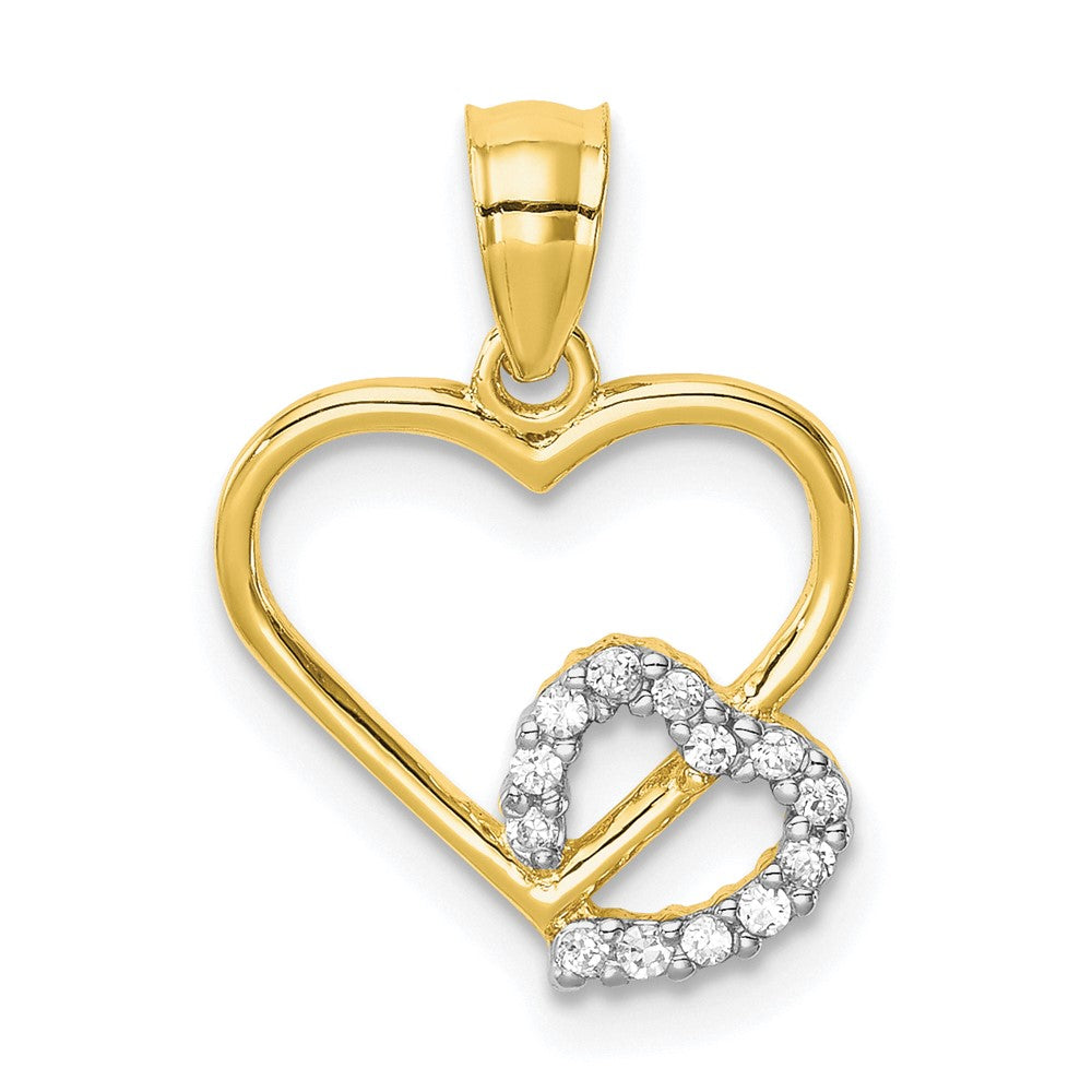 10K CZ Heart in Heart Pendant - Product Photo