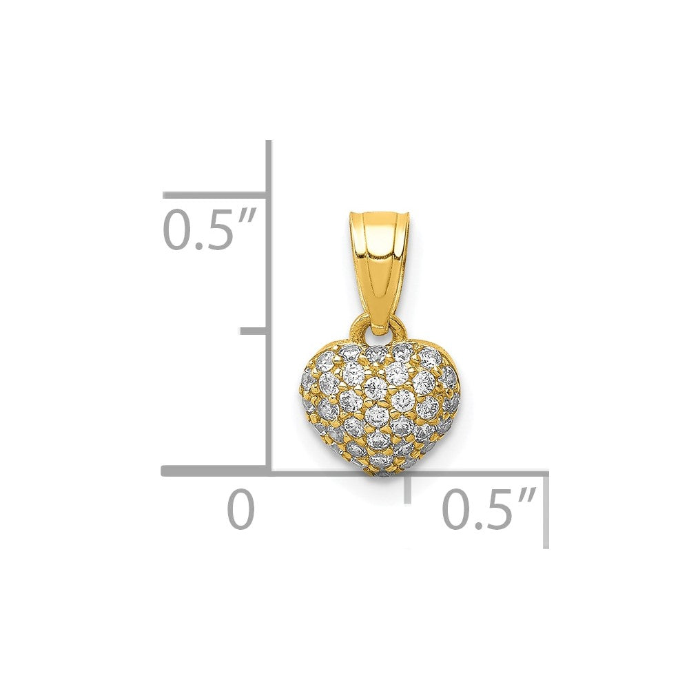 10K CZ Micro Pave Heart Pendant - Product Photo
