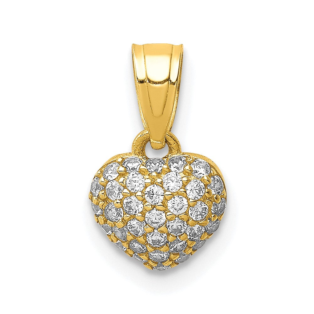 10K CZ Micro Pave Heart Pendant - Product Photo