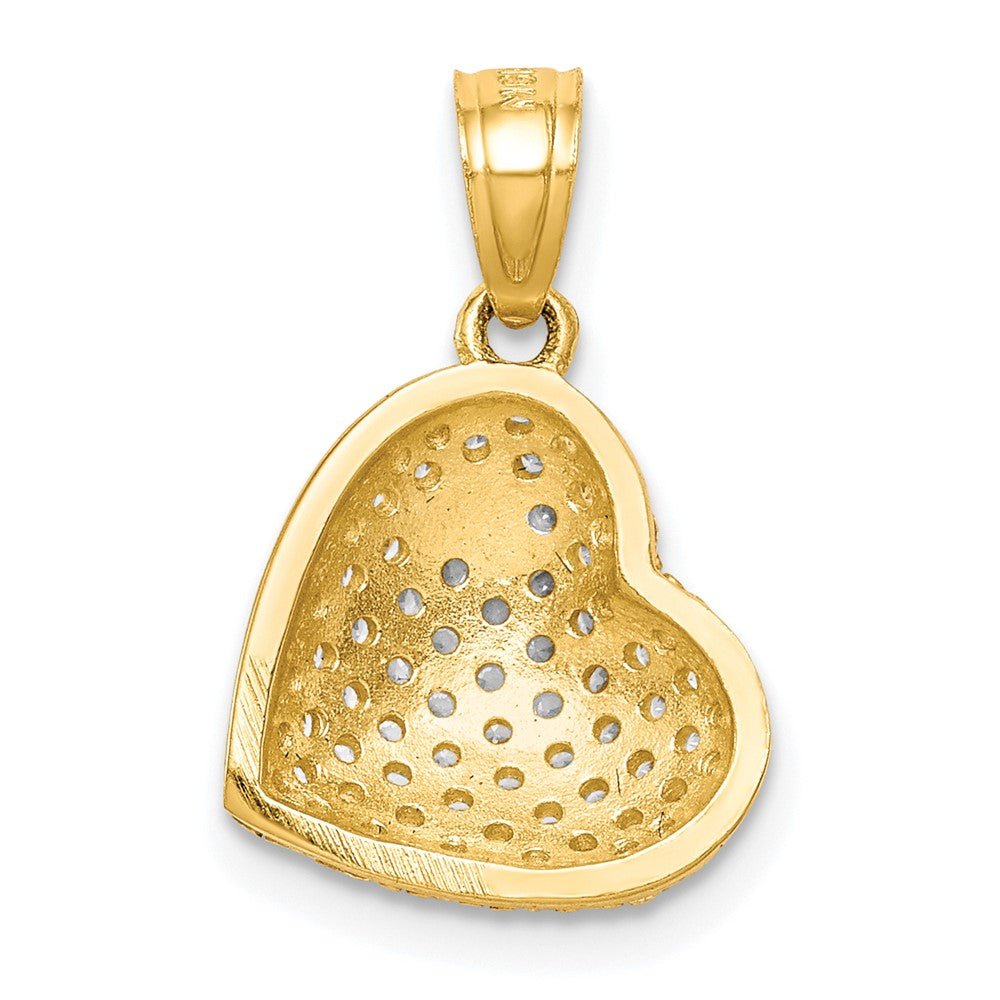 10K CZ Micro Pave Heart Pendant - Product Photo