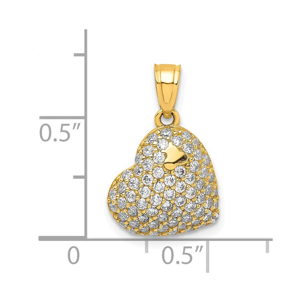 10K CZ Micro Pave Heart Pendant - Product Photo