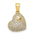 10K CZ Micro Pave Heart Pendant - Product Photo