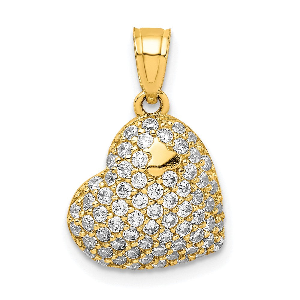 10K CZ Micro Pave Heart Pendant - Product Photo
