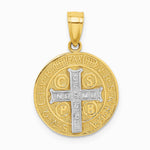 10K Yellow with Rhodium W/Rhodium San Benito Medal Pendant - Product Photo