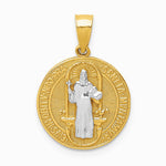 10K Yellow with Rhodium W/Rhodium San Benito Medal Pendant - Product Photo
