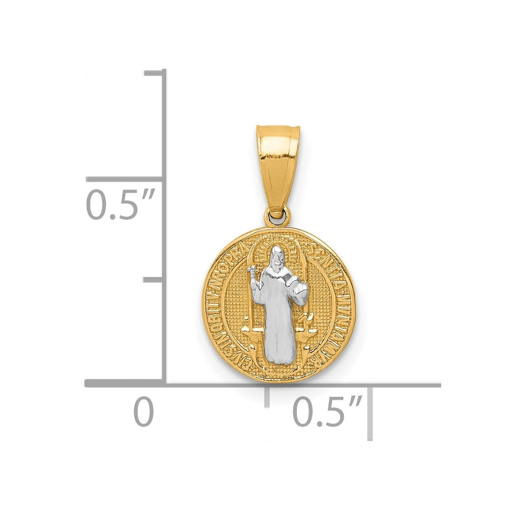 10K W/Rhodium San Benito Medal Pendant - Product Photo