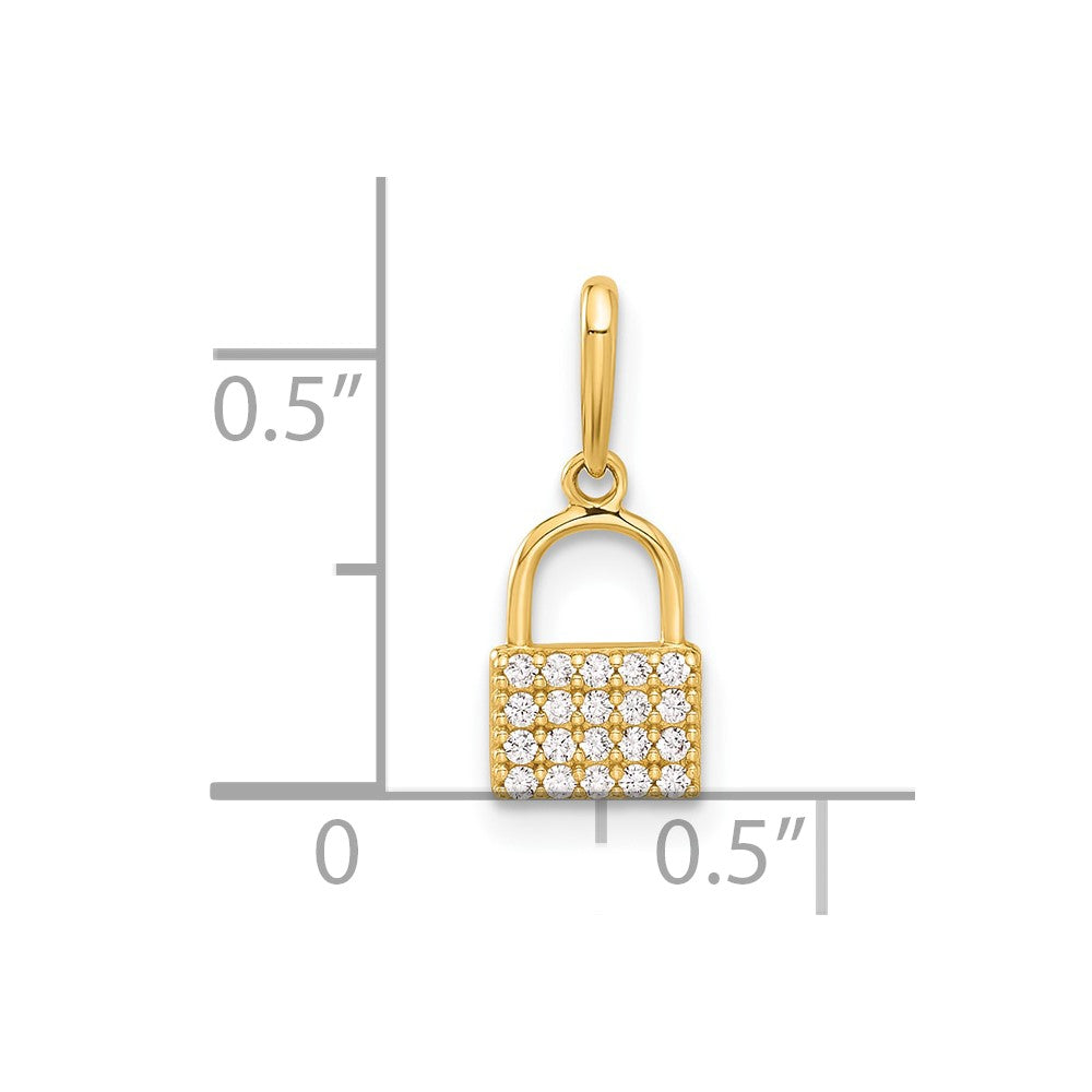 10K Polished CZ Lock Charm - Product Photo