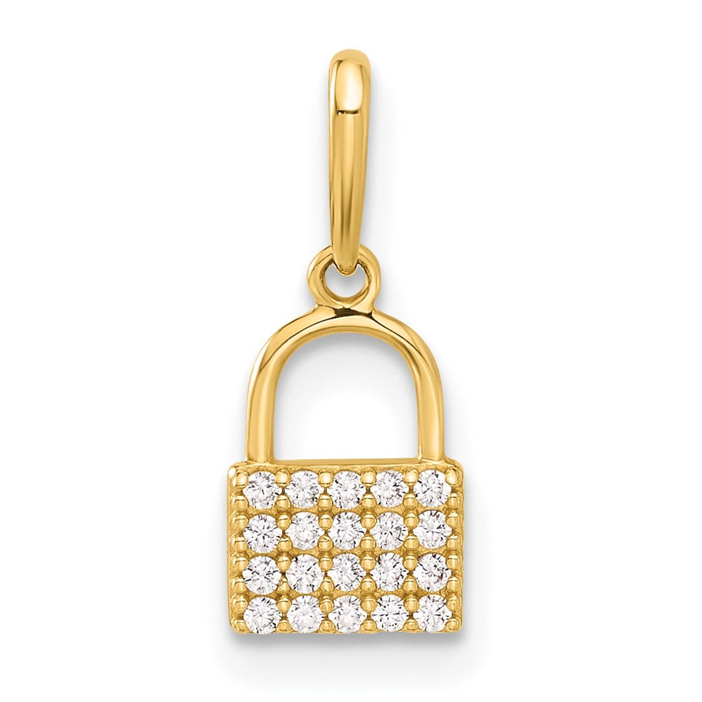 10K Polished CZ Lock Charm - Product Photo
