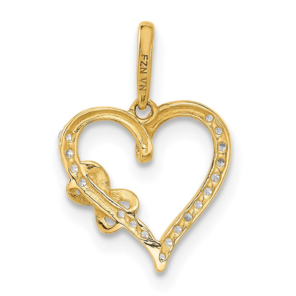 10K Polished CZ Infinity on Heart Charm - Product Photo