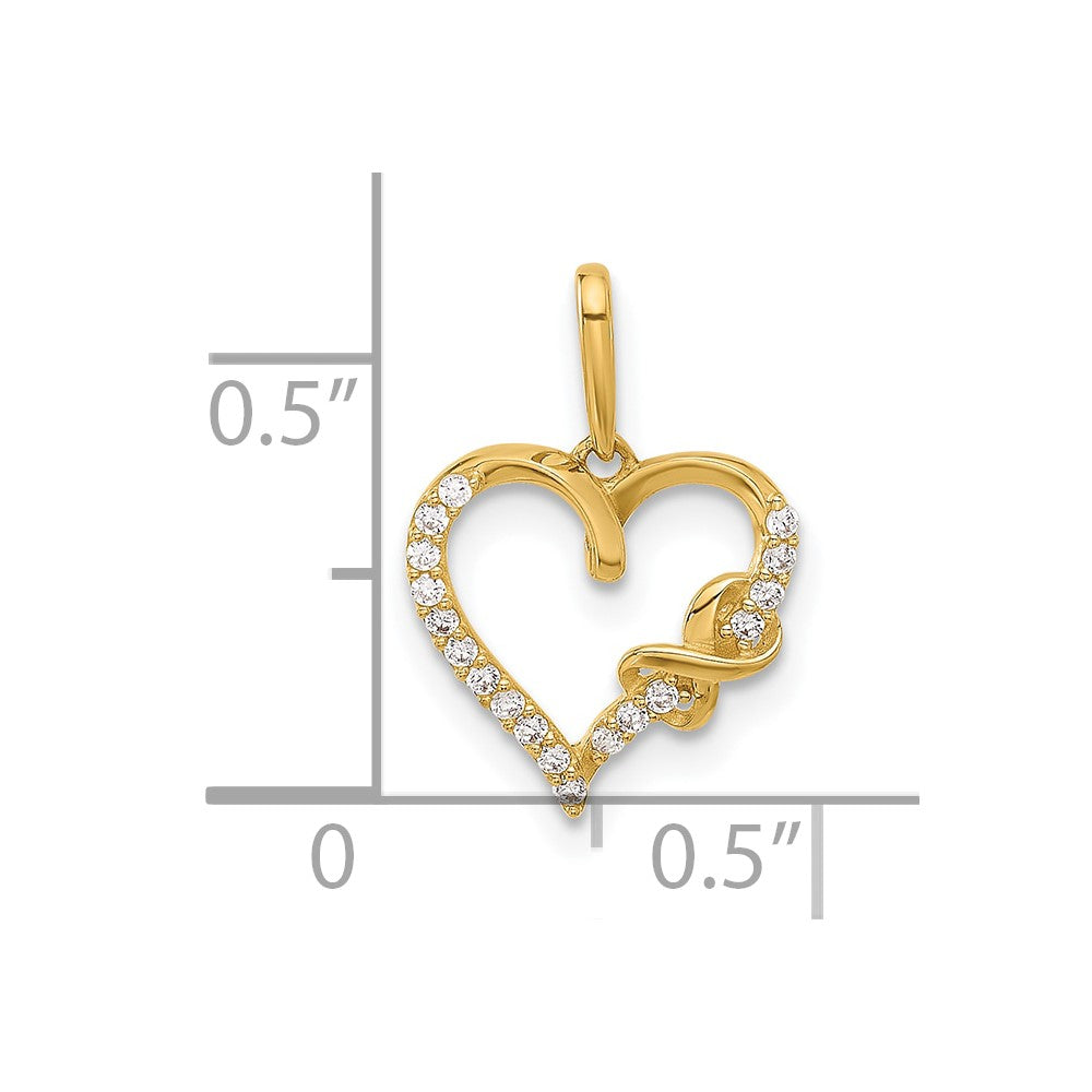 10K Polished CZ Infinity on Heart Charm - Product Photo