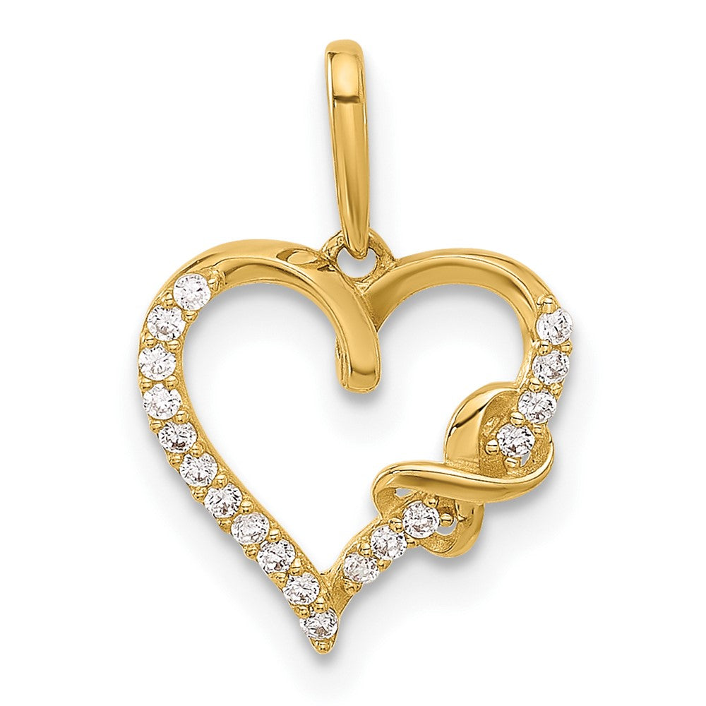 10K Polished CZ Infinity on Heart Charm - Product Photo
