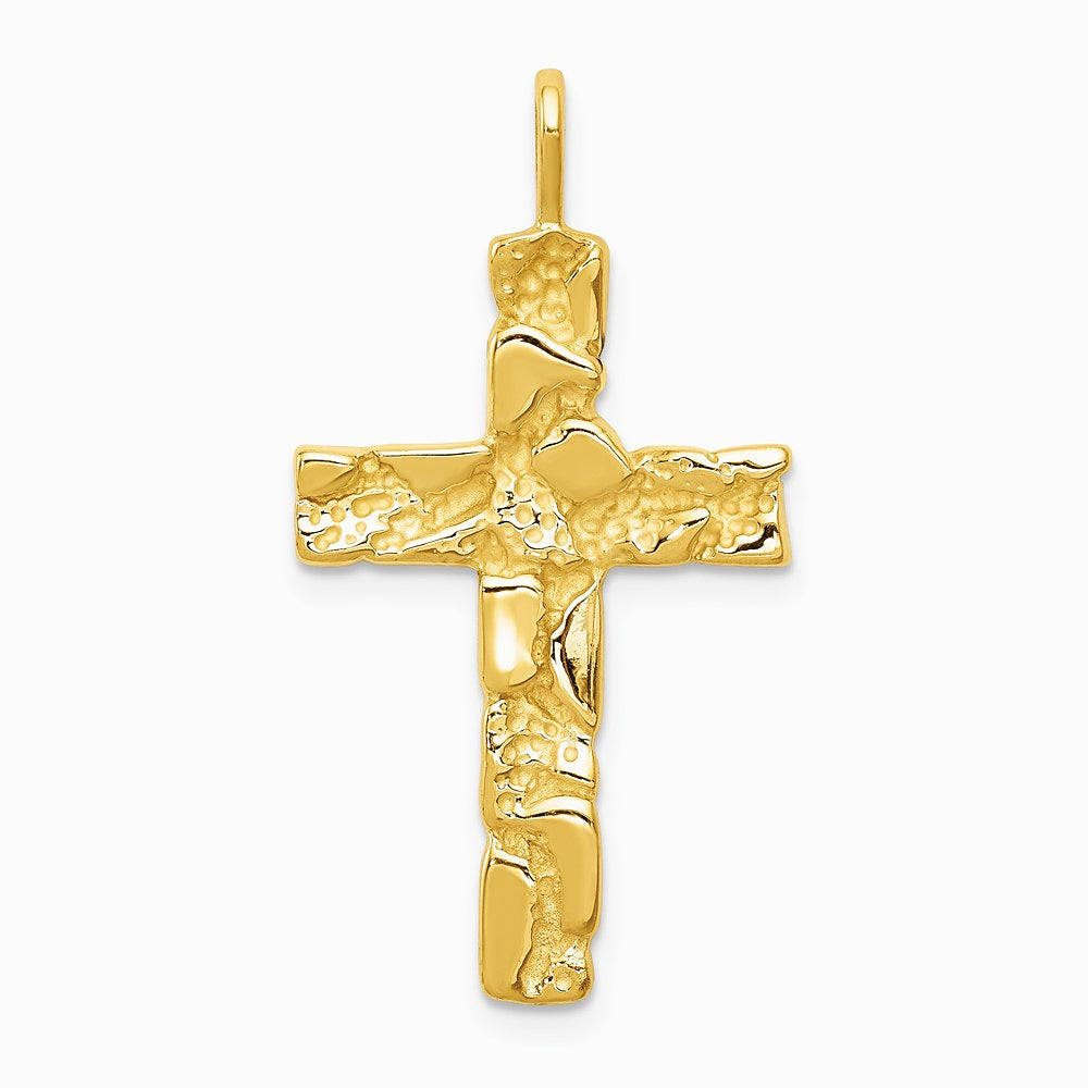 10K / 14K Yellow Gold Nugget Cross Pendant