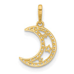 10K Polished Clear CZ Moon and Stars Charm - Product Photo
