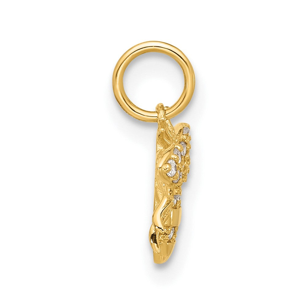 10K Polished Clear CZ Bee Charm - Product Photo