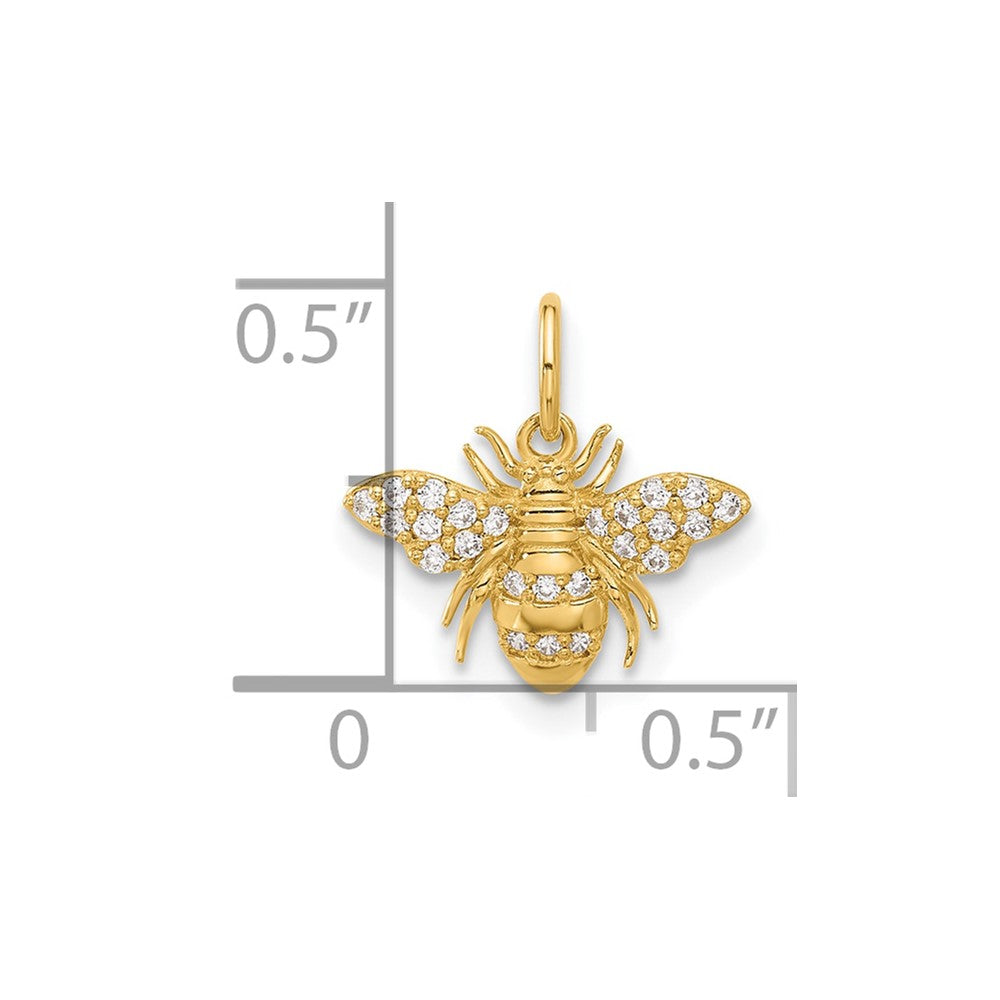 10K Polished Clear CZ Bee Charm - Product Photo