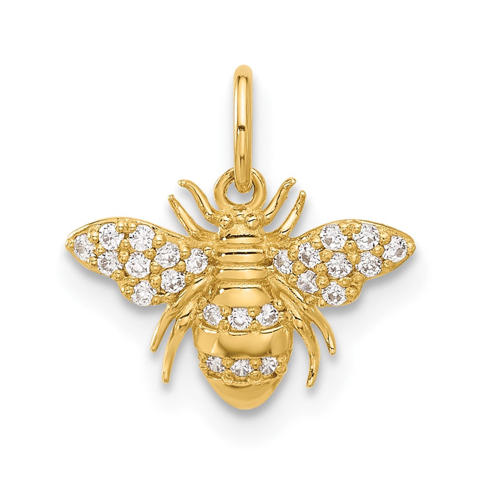 10K Polished Clear CZ Bee Charm - Product Photo