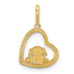 10K and White Rhodium CZ Dog In Heart Charm - Product Photo