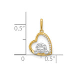 10K and White Rhodium CZ Dog In Heart Charm - Product Photo