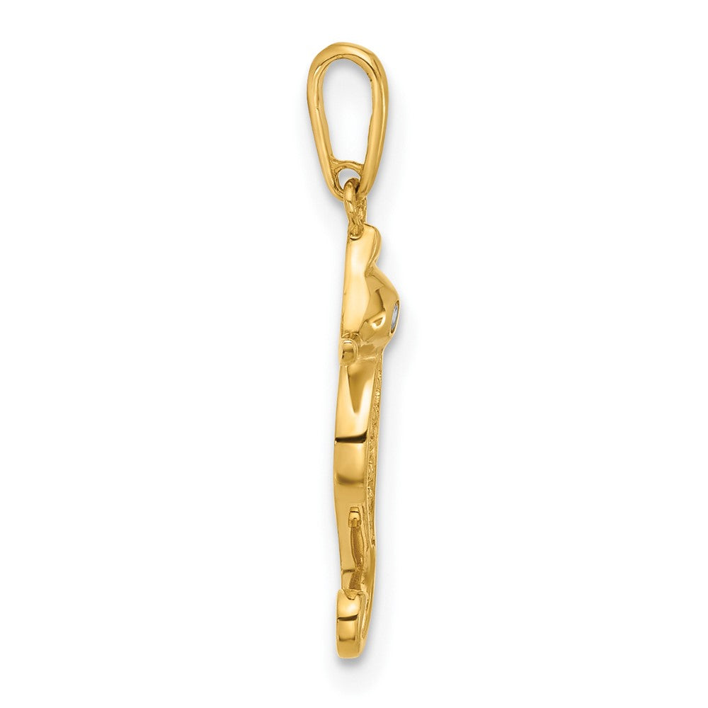 10K Polished CZ Seahorse Charm - Product Photo