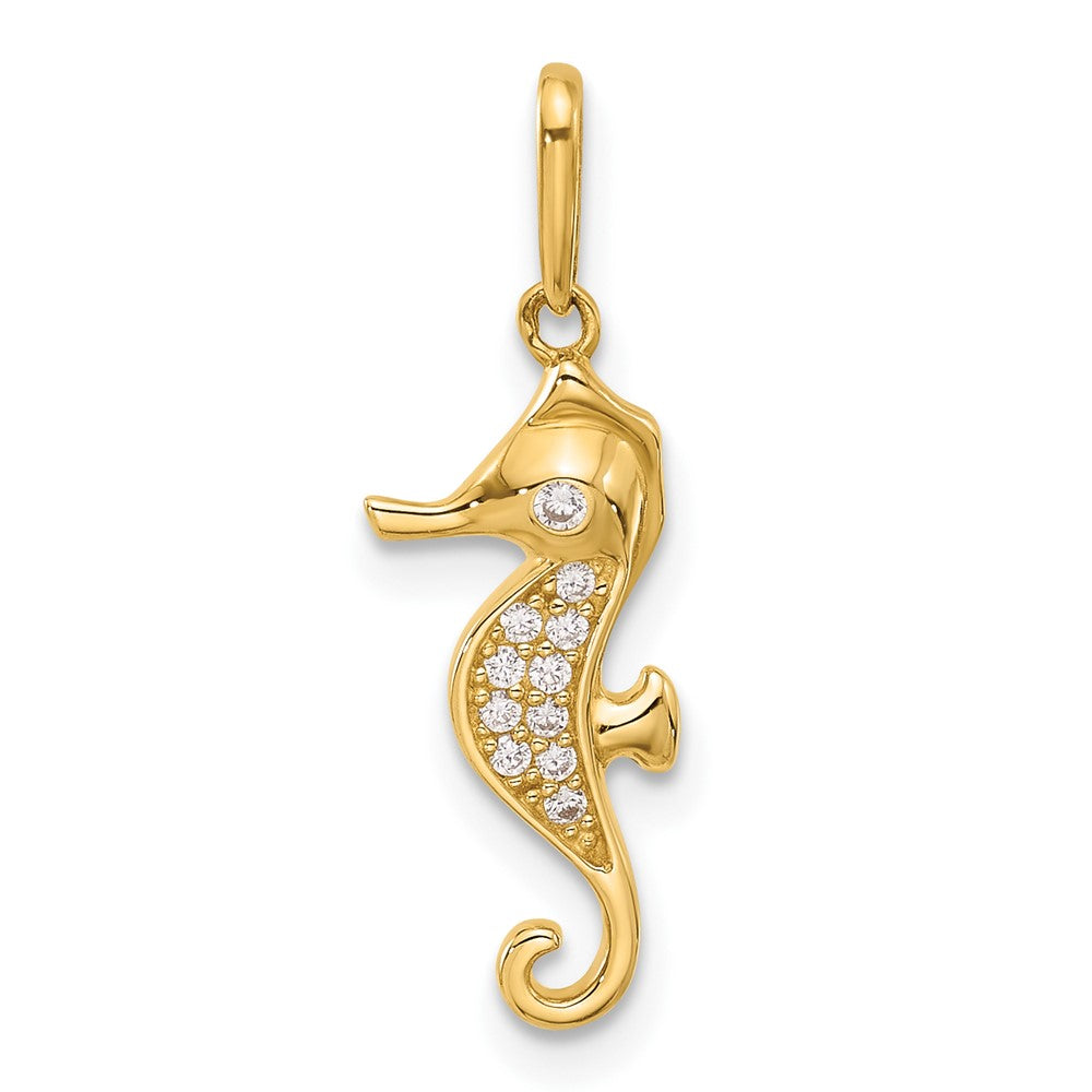 10K Polished CZ Seahorse Charm - Product Photo