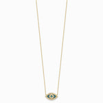 10K Yellow Gold Polished CZ Evil Eye with 2 in ext Necklace - Product Photo