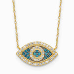 10K Yellow Gold Polished CZ Evil Eye with 2 in ext Necklace - Product Photo