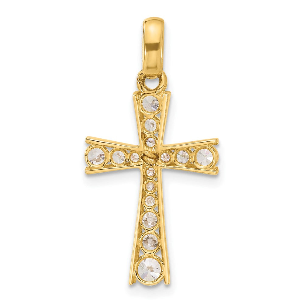 10K Polished CZ Latin Cross Pendant - Product Photo