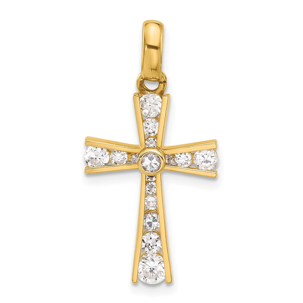 10K Polished CZ Latin Cross Pendant - Product Photo