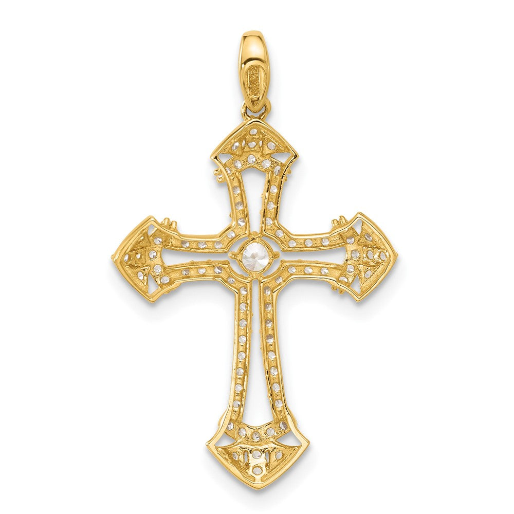 10K Polished CZ Fancy Cross Pendant - Product Photo