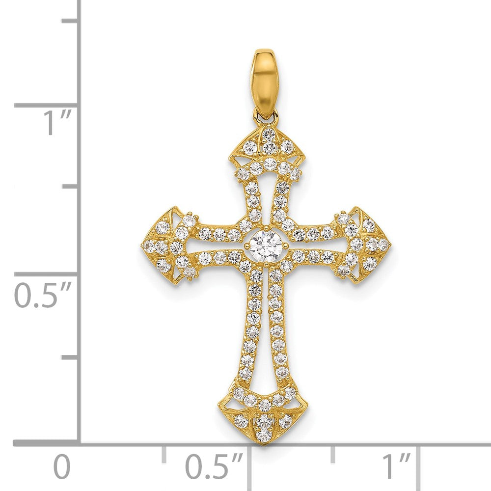 10K Polished CZ Fancy Cross Pendant - Product Photo